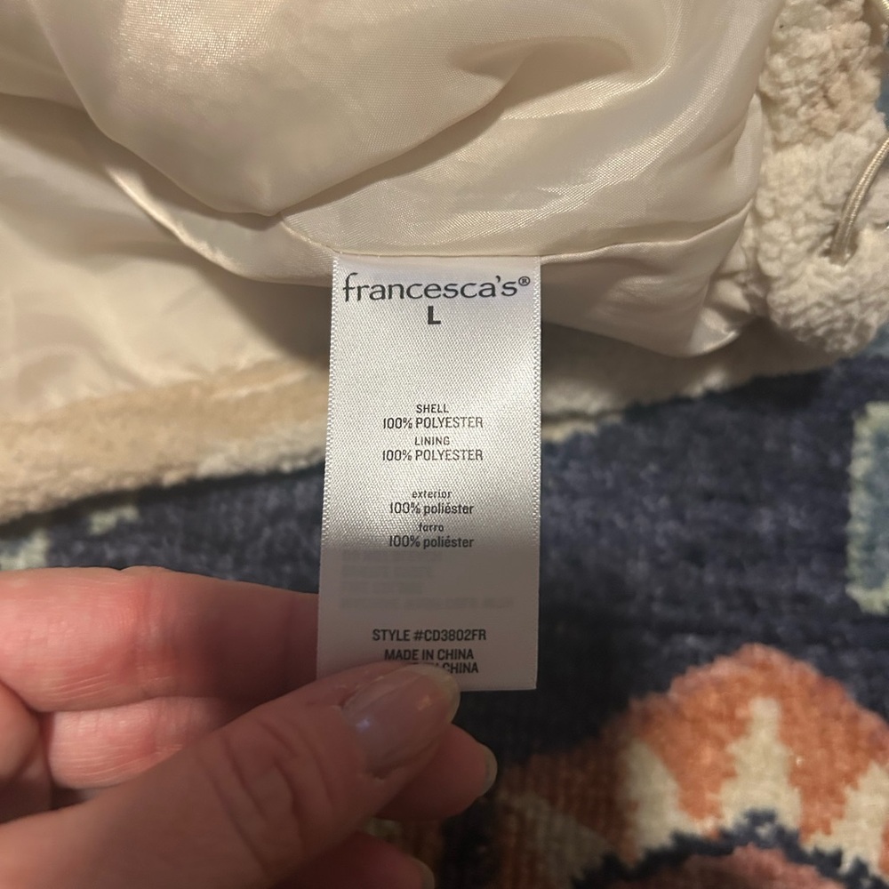 Francesca's Collections Cream and Tan fleece Jacket - Picture 7 of 7